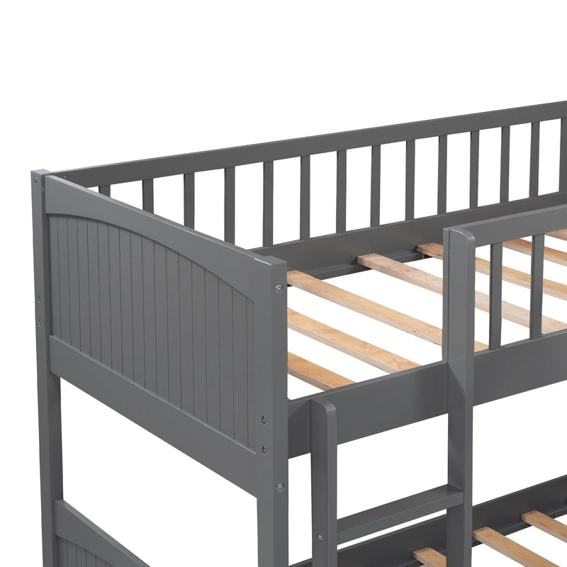 Twin over Twin Bunk Bed with Attached Loft Bed and Drawers - Gray - Urban Living Furniture (Los Angeles, CA)