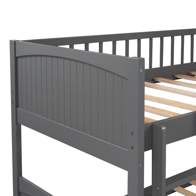 Twin over Twin Bunk Bed with Attached Loft Bed and Drawers - Gray - Urban Living Furniture (Los Angeles, CA)