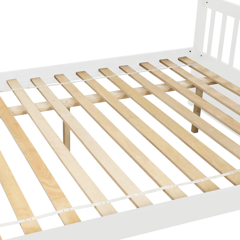 Full Over Full Convertible Bunk Bed with Twin Size Trundle and Safety Rails - White - Urban Living Furniture (Los Angeles, CA)