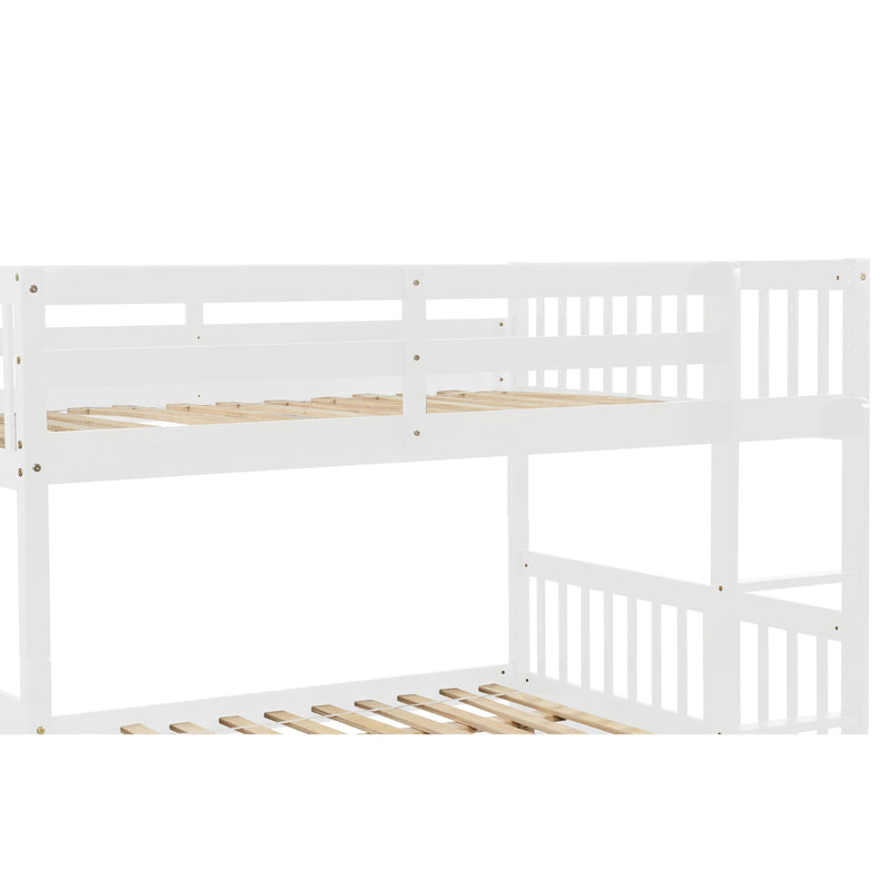 Full Over Full Convertible Bunk Bed with Twin Size Trundle and Safety Rails - White - Urban Living Furniture (Los Angeles, CA)