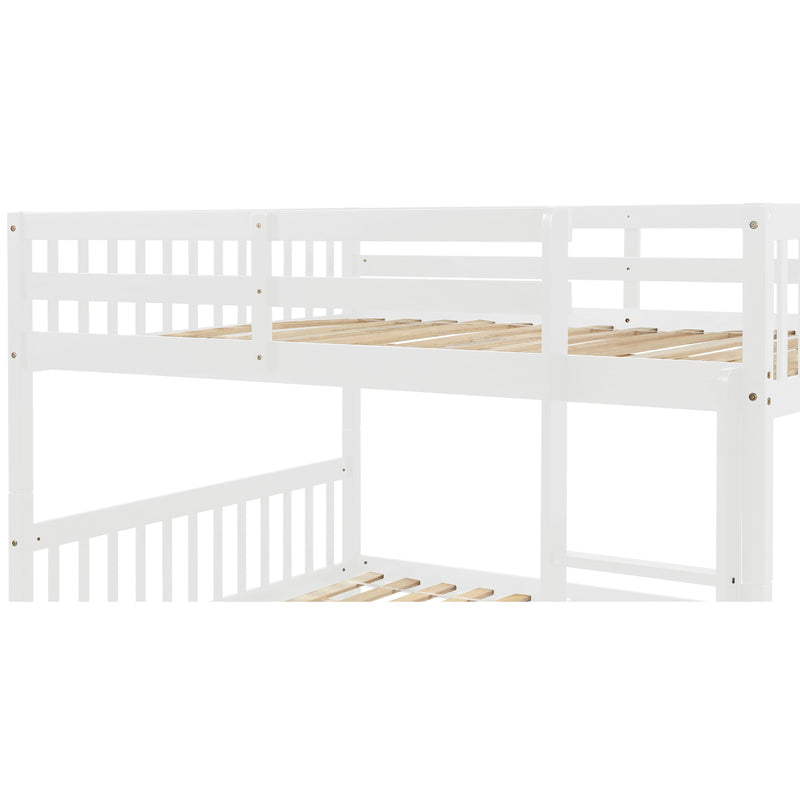 Full Over Full Convertible Bunk Bed with Twin Size Trundle and Safety Rails - White - Urban Living Furniture (Los Angeles, CA)