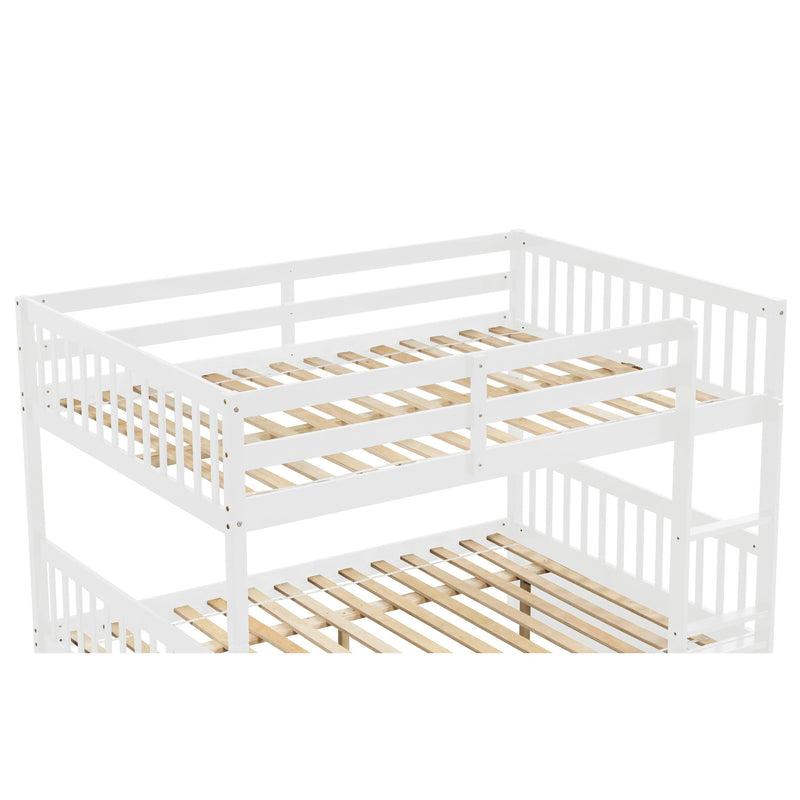 Full Over Full Convertible Bunk Bed with Twin Size Trundle and Safety Rails - White - Urban Living Furniture (Los Angeles, CA)