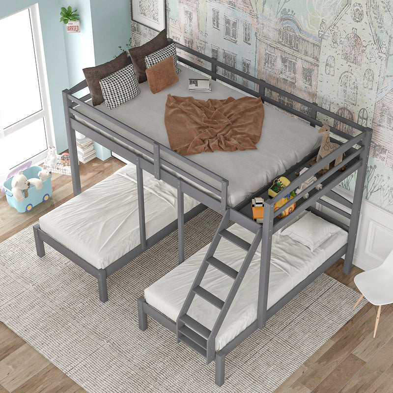 Full over Twin and Twin Bunk Bed - Gray
