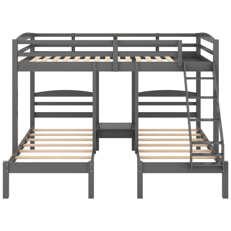 Full over Twin and Twin Bunk Bed - Gray