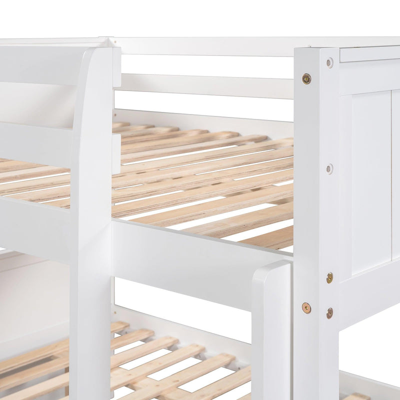 Full Over Full Bunk Bed with Twin Size Trundle, Ladder, Head and Footboard - White - Urban Living Furniture (Los Angeles, CA)