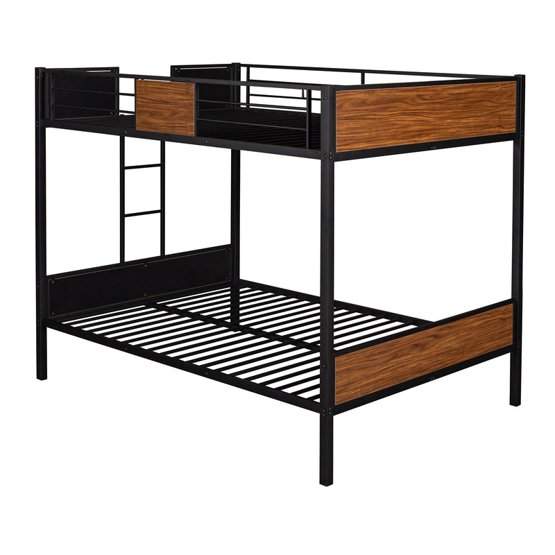 Modern Style Full over Full Metal Bunk Bed Safety Rail and Built-in Ladder - Urban Living Furniture (Los Angeles, CA)