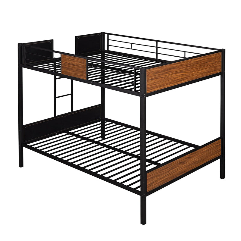 Modern Style Full over Full Metal Bunk Bed Safety Rail and Built-in Ladder - Urban Living Furniture (Los Angeles, CA)