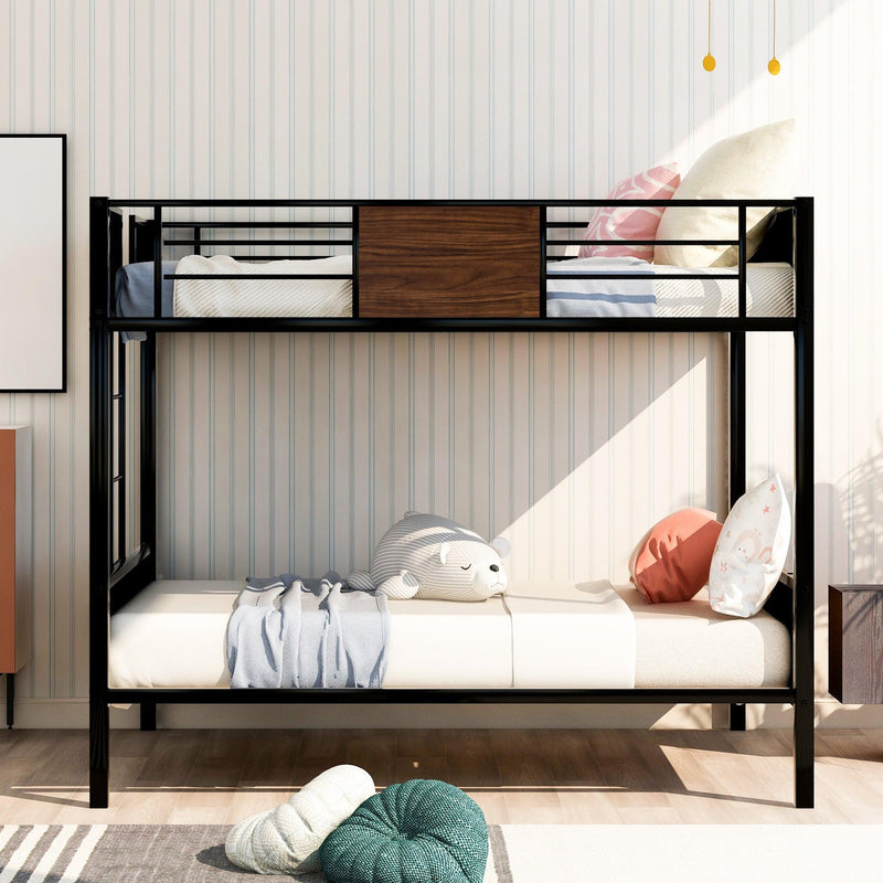 Modern Style Full over Full Metal Bunk Bed Safety Rail and Built-in Ladder - Urban Living Furniture (Los Angeles, CA)