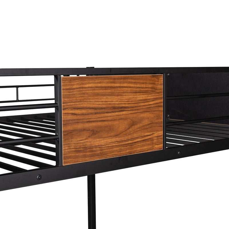 Modern Style Full over Full Metal Bunk Bed Safety Rail and Built-in Ladder - Urban Living Furniture (Los Angeles, CA)