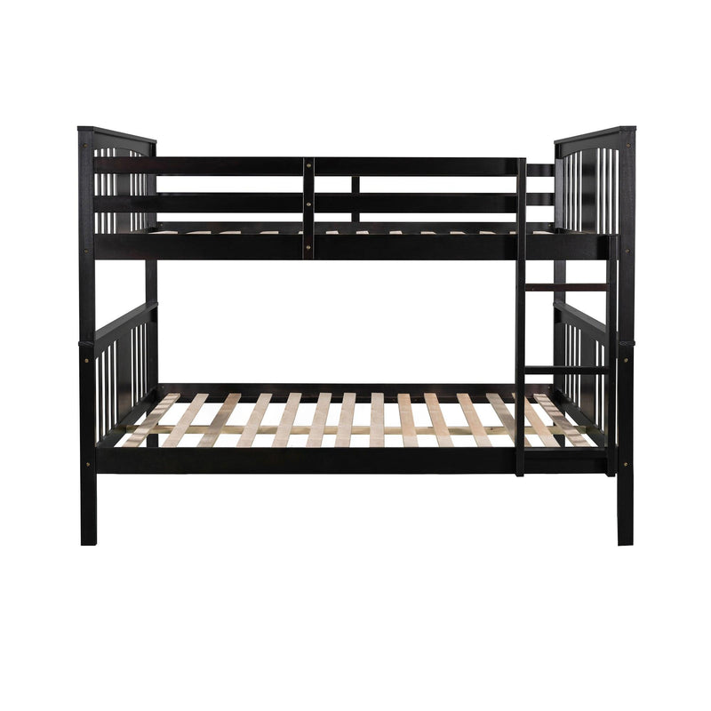 Full over Full Bunk Bed with Ladder and Head and Footboard - Espresso