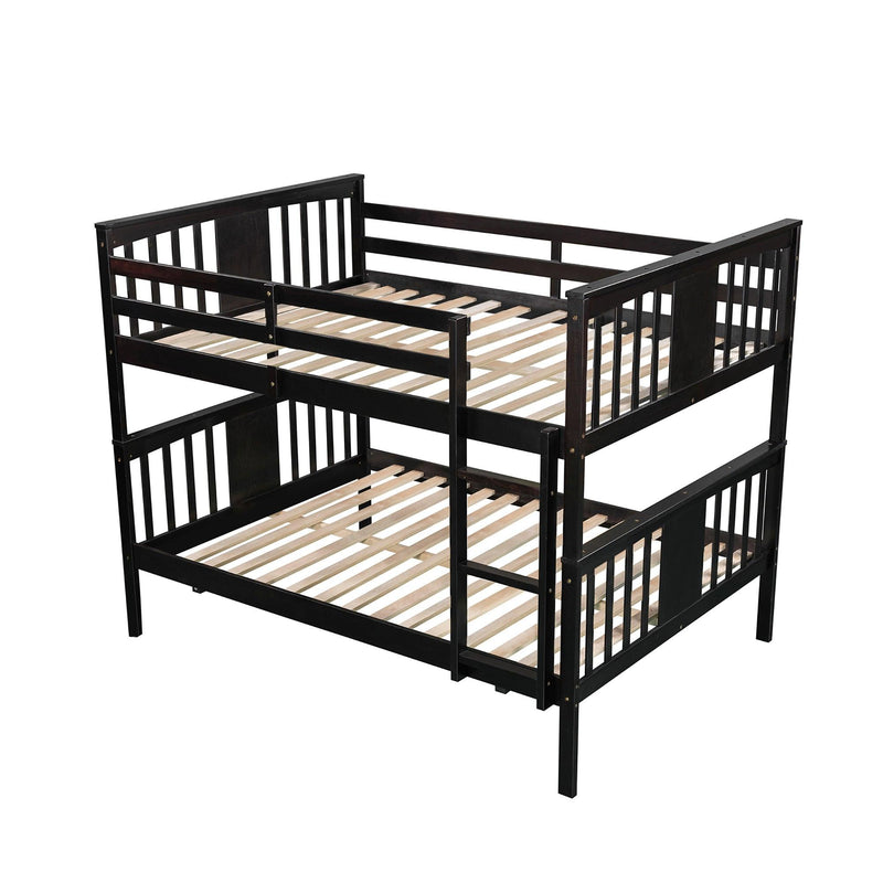 Full over Full Bunk Bed with Ladder and Head and Footboard - Espresso