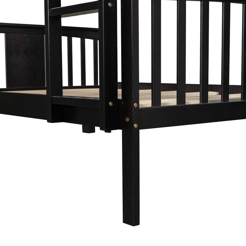 Full over Full Bunk Bed with Ladder and Head and Footboard - Espresso