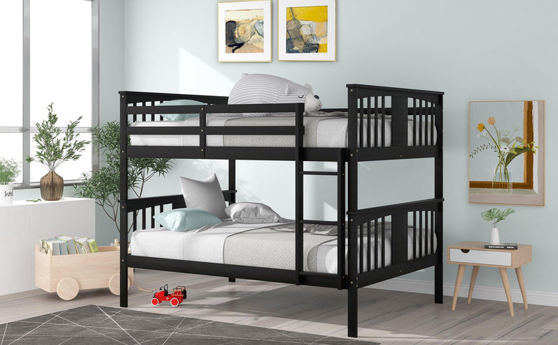 Full over Full Bunk Bed with Ladder and Head and Footboard - Espresso - Urban Living Furniture (Los Angeles, CA)