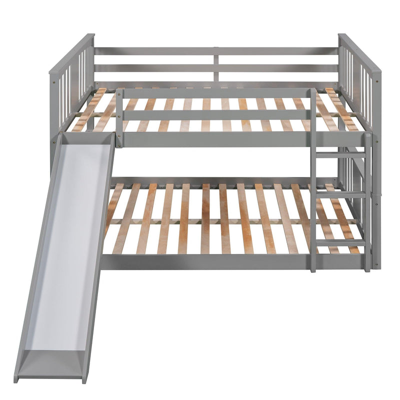 Full Over Full Bunk Bed with Ladder with Slide - Gray - Urban Living Furniture (Los Angeles, CA)