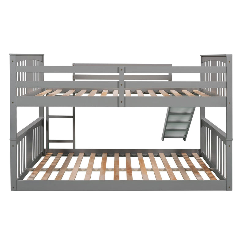 Full Over Full Bunk Bed with Ladder with Slide - Gray - Urban Living Furniture (Los Angeles, CA)