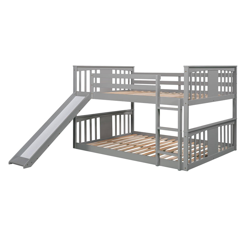 Full Over Full Bunk Bed with Ladder with Slide - Gray - Urban Living Furniture (Los Angeles, CA)