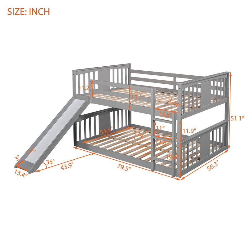 Full Over Full Bunk Bed with Ladder with Slide - Gray - Urban Living Furniture (Los Angeles, CA)