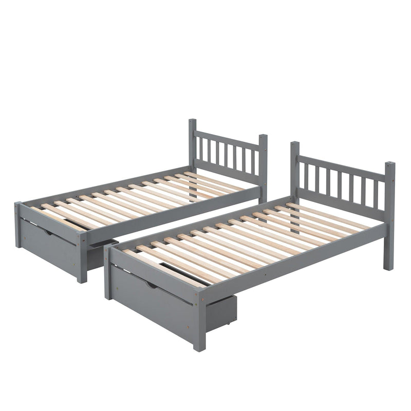 Full Over Twin and  Twin Bunk Bed with Drawers and Guardrails - Gray - Urban Living Furniture (Los Angeles, CA)