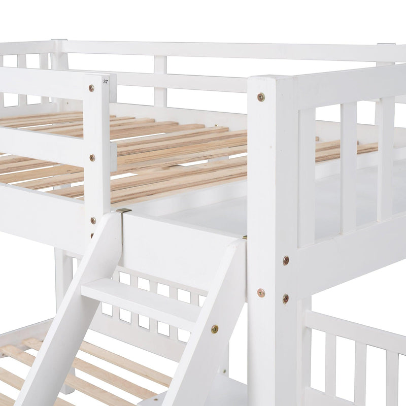 Full Over Twin and  Twin Bunk Bed with Drawers and Guardrails - White - Urban Living Furniture (Los Angeles, CA)