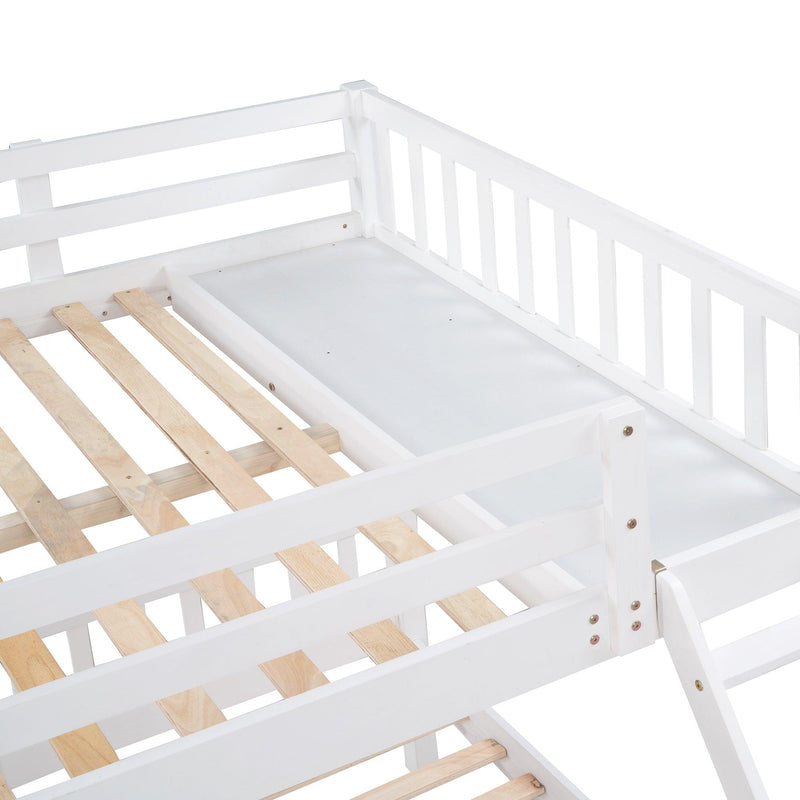 Full Over Twin and  Twin Bunk Bed with Drawers and Guardrails - White - Urban Living Furniture (Los Angeles, CA)