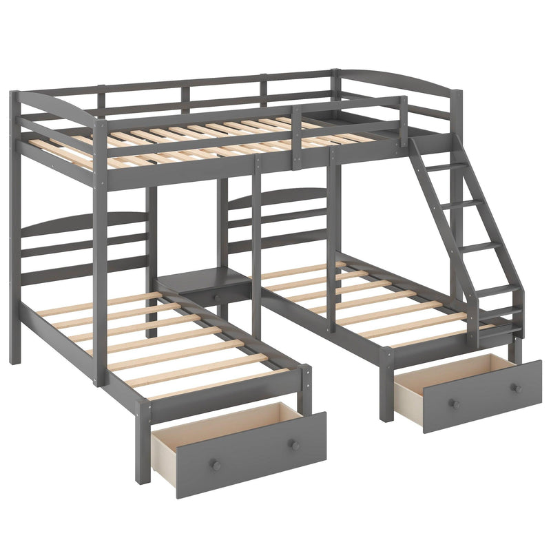 Full over Twin and Twin Bunk Bed with Drawers - Gray - Urban Living Furniture (Los Angeles, CA)