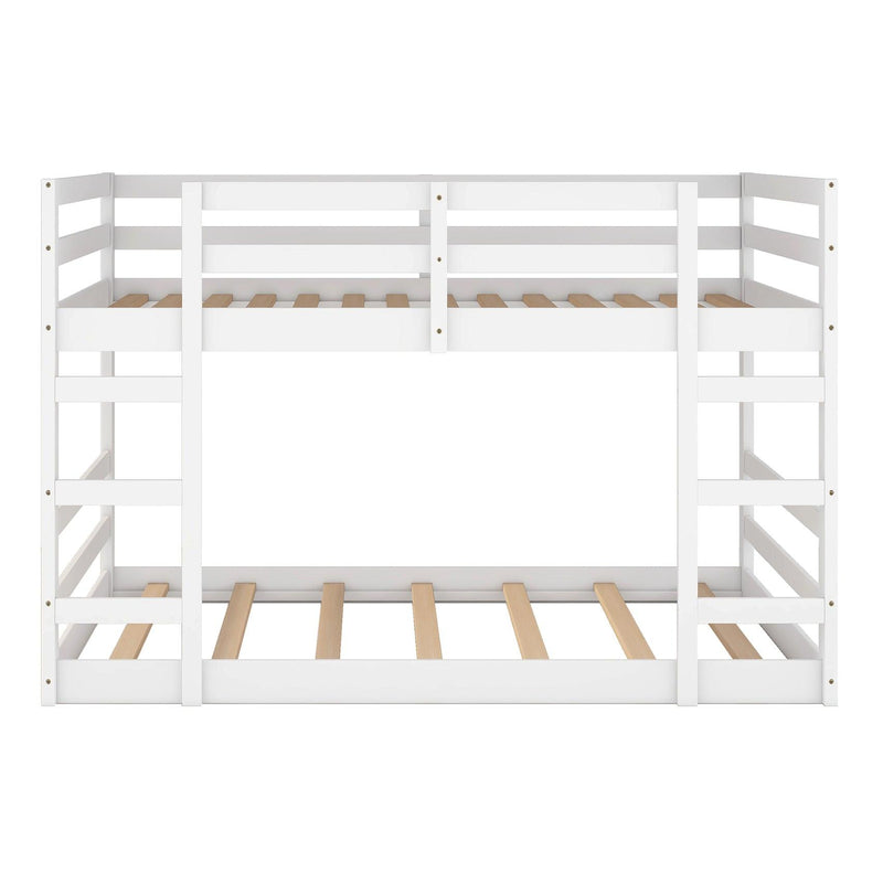 Full Over Full Low Bunk Bed with Ladder - White - Urban Living Furniture (Los Angeles, CA)