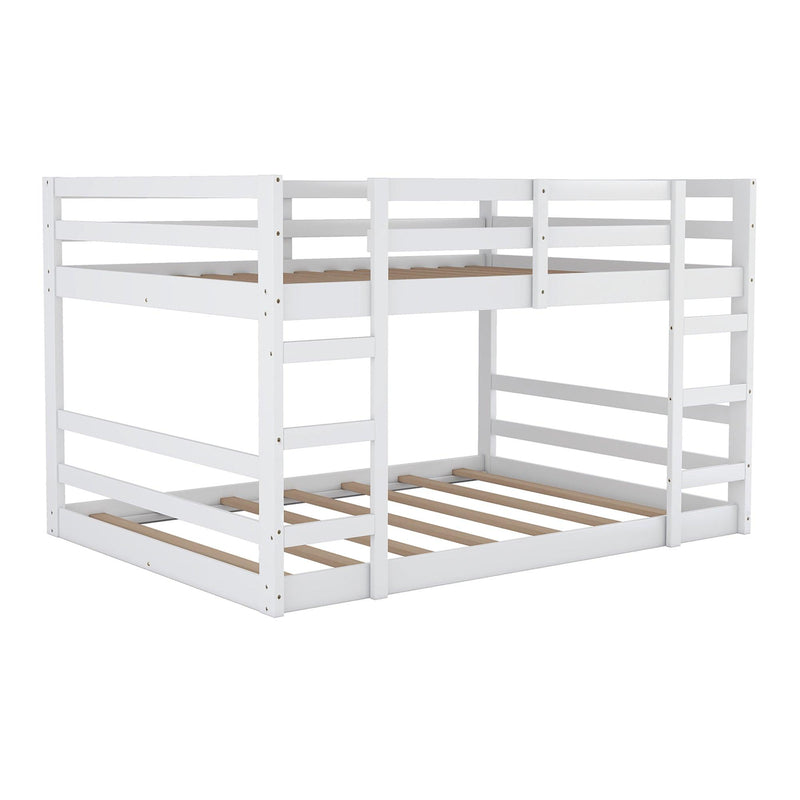 Full Over Full Low Bunk Bed with Ladder - White - Urban Living Furniture (Los Angeles, CA)