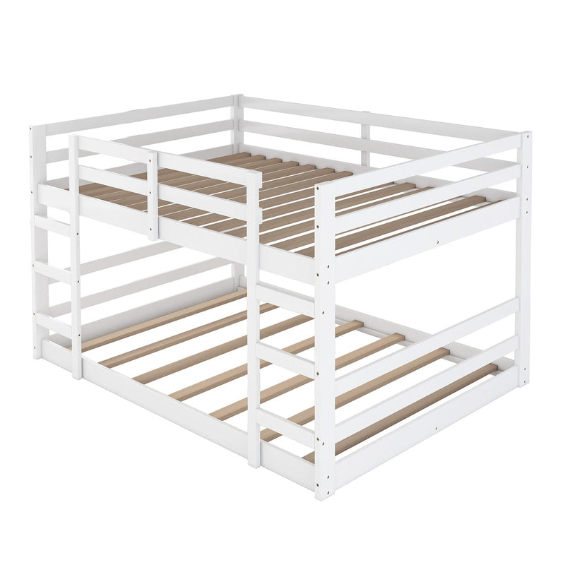 Full Over Full Low Bunk Bed with Ladder - White - Urban Living Furniture (Los Angeles, CA)