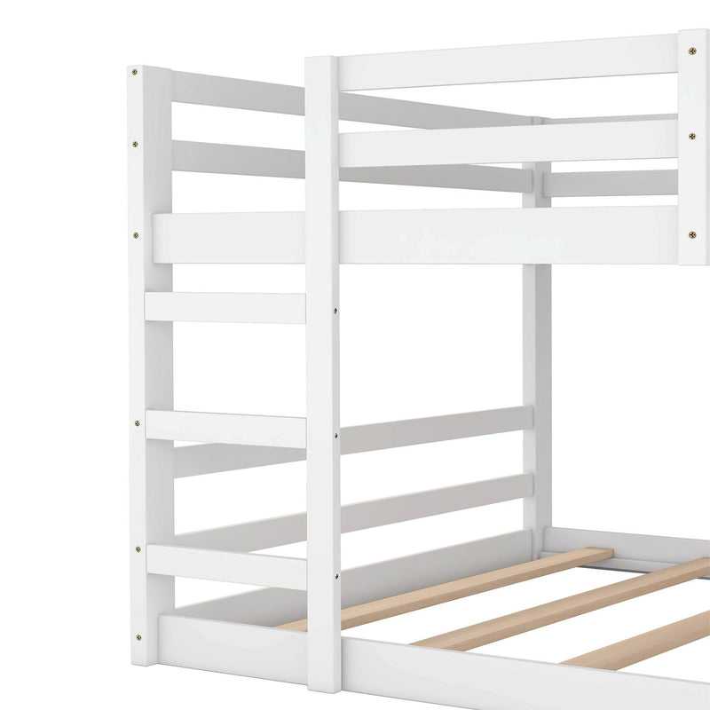 Full Over Full Low Bunk Bed with Ladder - White - Urban Living Furniture (Los Angeles, CA)