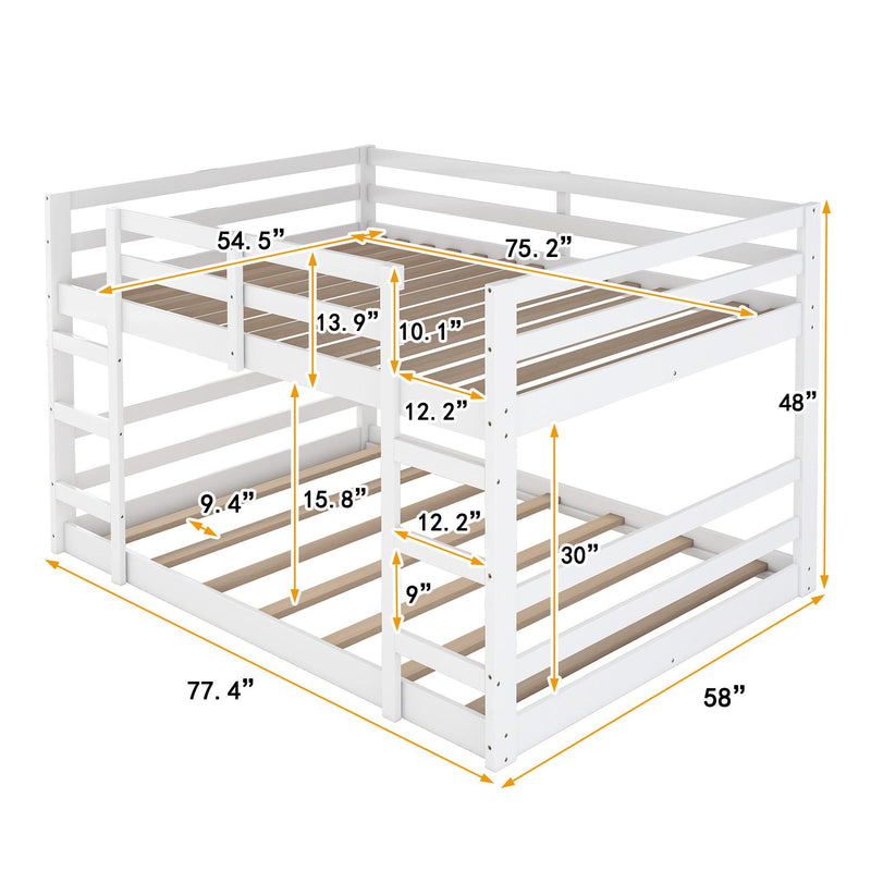 Full Over Full Low Bunk Bed with Ladder - White - Urban Living Furniture (Los Angeles, CA)