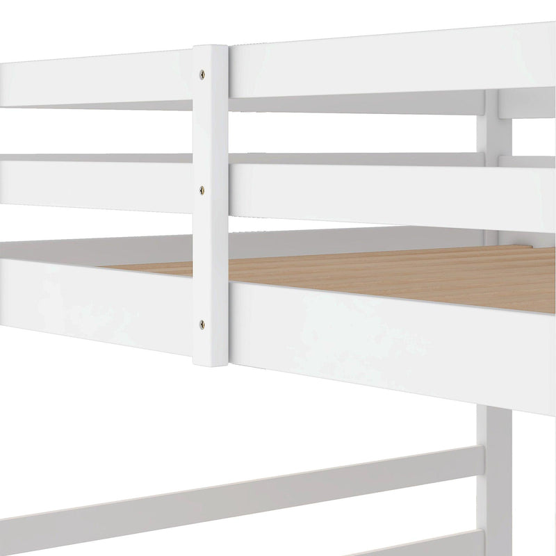 Full Over Full Low Bunk Bed with Ladder - White - Urban Living Furniture (Los Angeles, CA)