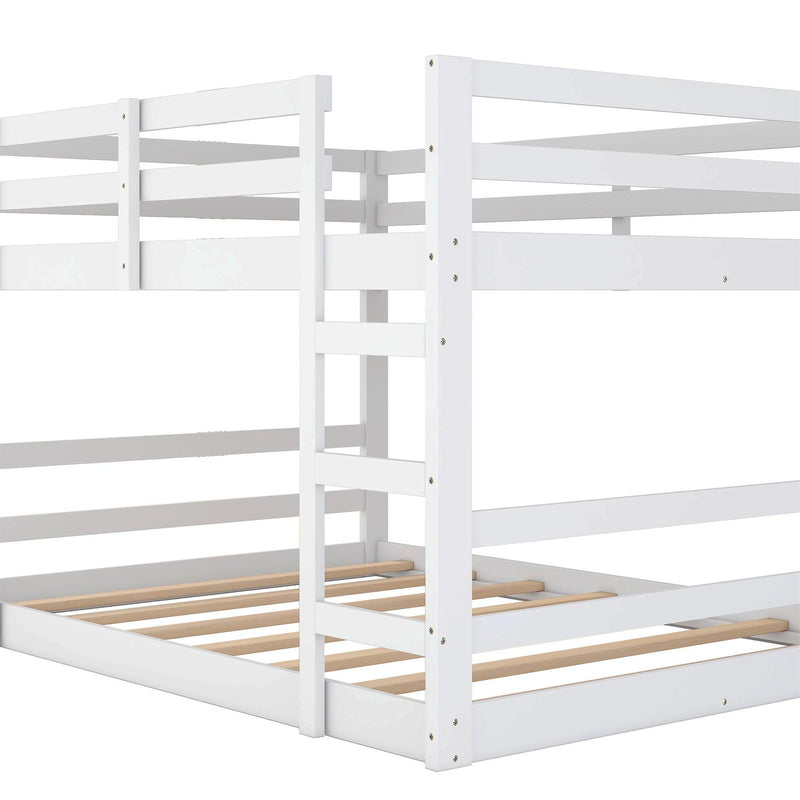 Full Over Full Low Bunk Bed with Ladder - White - Urban Living Furniture (Los Angeles, CA)