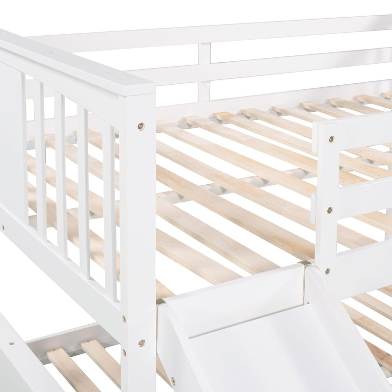 Full Over Full Bunk Bed with Ladder with Slide - White - Urban Living Furniture (Los Angeles, CA)