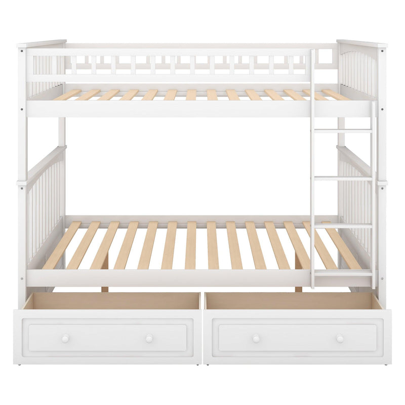 Full over Full Convertible Bunk Bed with Drawers and Head and Footboard - White - Urban Living Furniture (Los Angeles, CA)