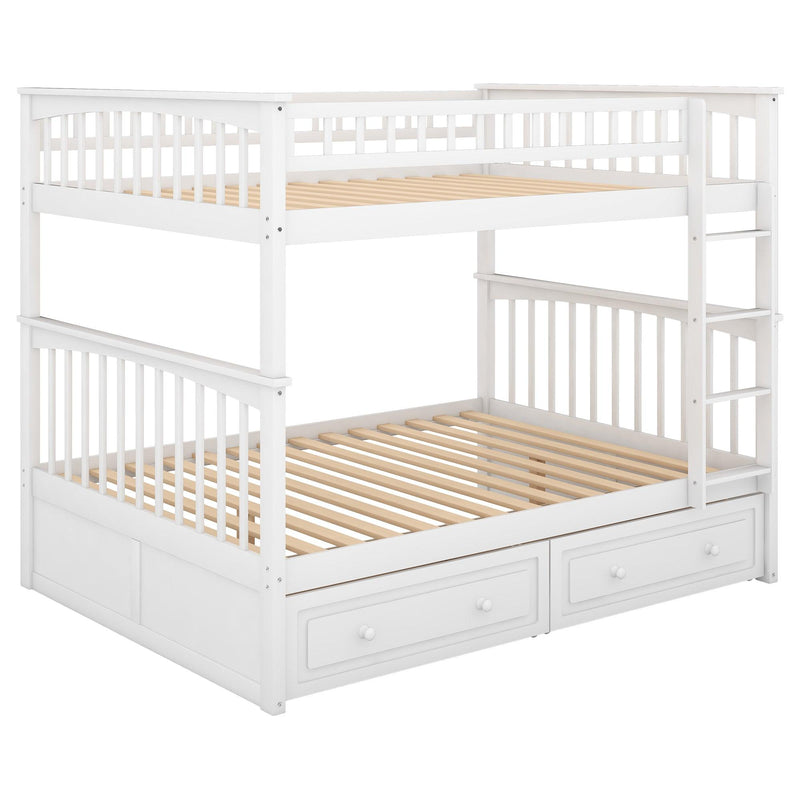 Full over Full Convertible Bunk Bed with Drawers and Head and Footboard - White - Urban Living Furniture (Los Angeles, CA)