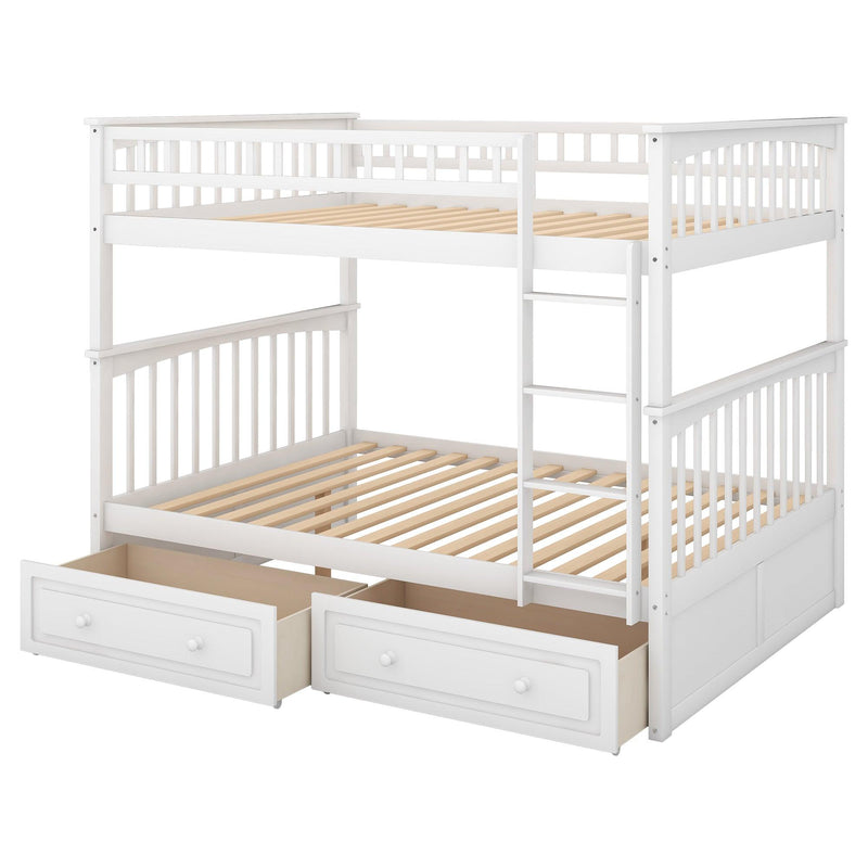 Full over Full Convertible Bunk Bed with Drawers and Head and Footboard - White - Urban Living Furniture (Los Angeles, CA)