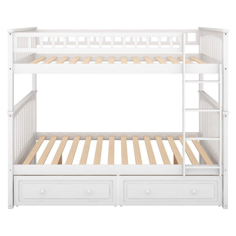 Full over Full Convertible Bunk Bed with Drawers and Head and Footboard - White - Urban Living Furniture (Los Angeles, CA)