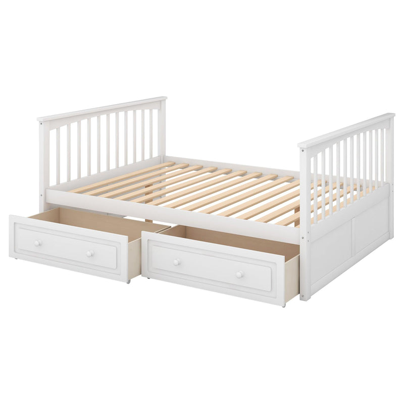 Full over Full Convertible Bunk Bed with Drawers and Head and Footboard - White - Urban Living Furniture (Los Angeles, CA)