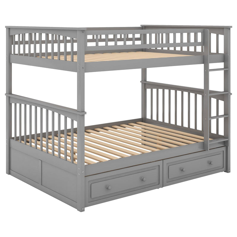 Full over Full Convertible Bunk Bed with Drawers and Head and Footboard - Gray - Urban Living Furniture (Los Angeles, CA)