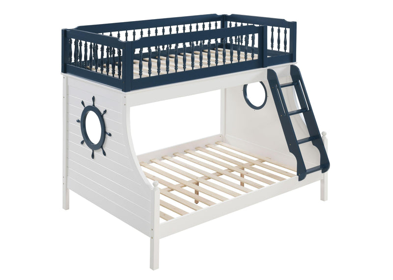 ACME Farah Twin overFull Bunk Bed -Navy Blue and White