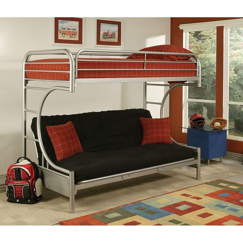 ACME Eclipse Twin XL over Queen Futon Metal Bunk Bed - Silver