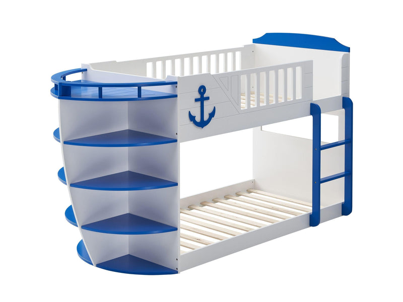 ACME Neptune Twin over Twin Boat Shaped Bunk Bed withStorage Shelves - Sky Blue - Urban Living Furniture (Los Angeles, CA)