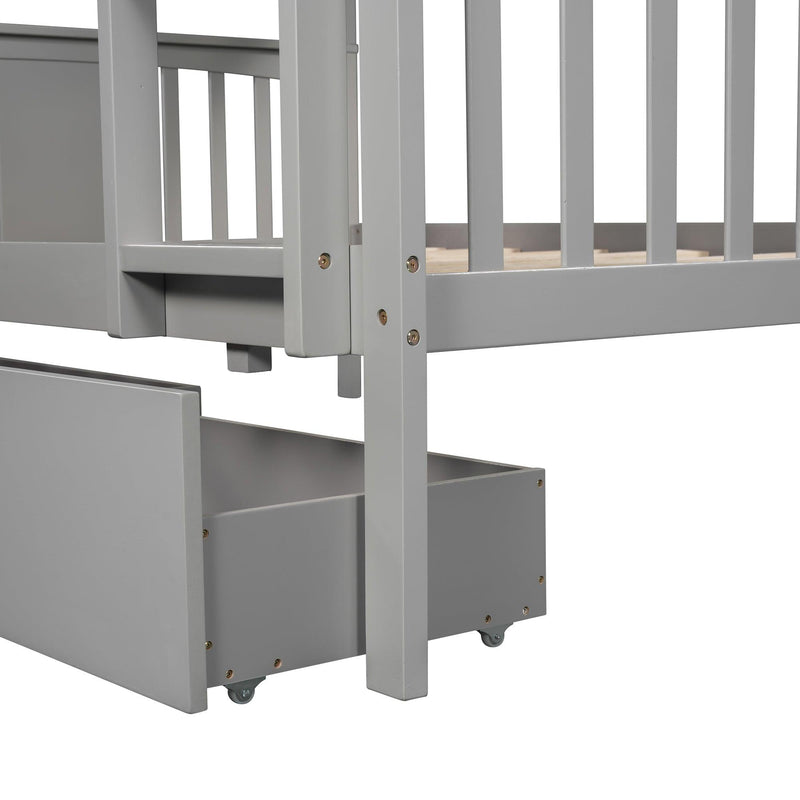 Full over Full Bunk Bed with Drawers and Ladder - Gray - Urban Living Furniture (Los Angeles, CA)