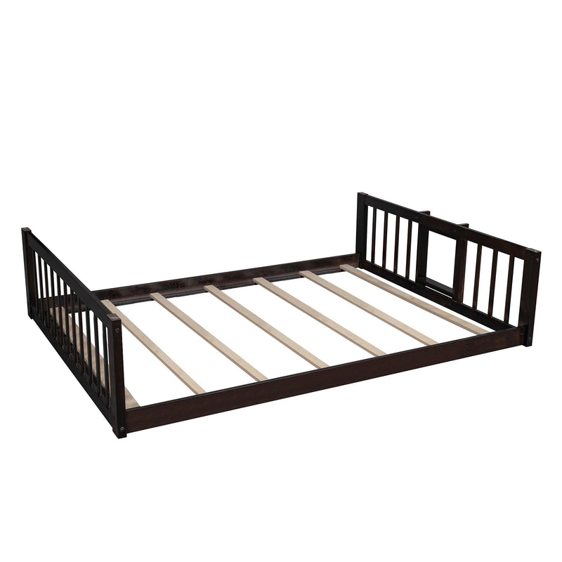 Full Over Full Over Full Triple Bunk Bed with Built-in Ladder and Slide - Espresso