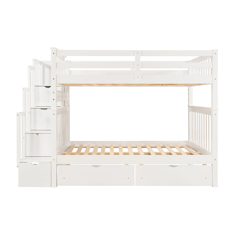 Full over Full Bunk Bed with Shelves and 6Storage Drawers - White - Urban Living Furniture (Los Angeles, CA)