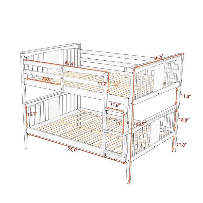 Full over Full Bunk Bed with Ladder - White - Urban Living Furniture (Los Angeles, CA)