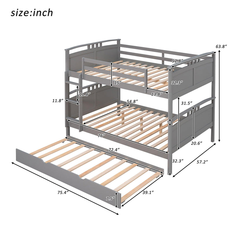 Full Over Full Convertible Bunk Bed into Beds with Twin Size Trundle - Gray - Urban Living Furniture (Los Angeles, CA)