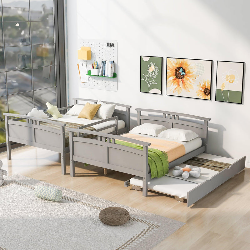 Full Over Full Convertible Bunk Bed into Beds with Twin Size Trundle - Gray - Urban Living Furniture (Los Angeles, CA)