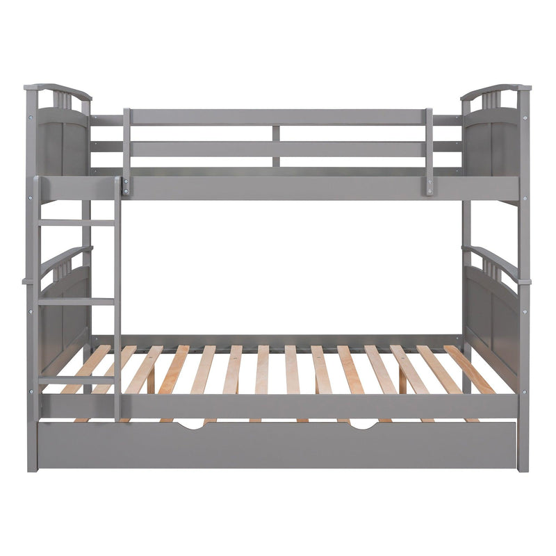 Full Over Full Convertible Bunk Bed into Beds with Twin Size Trundle - Gray