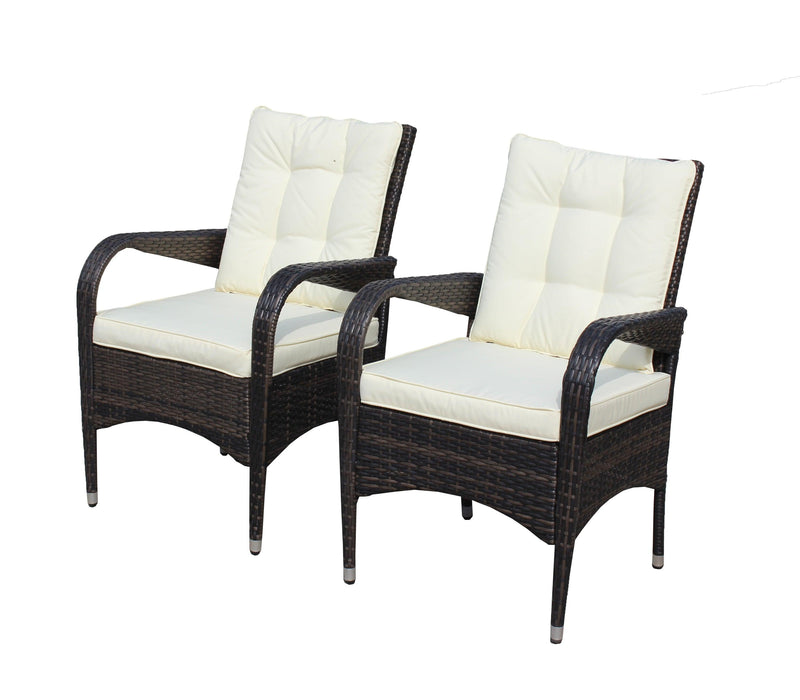 2 PCS Outdoor Rattan Dining Chairs with Beige Color Cushions - Urban Living Furniture (Los Angeles, CA)